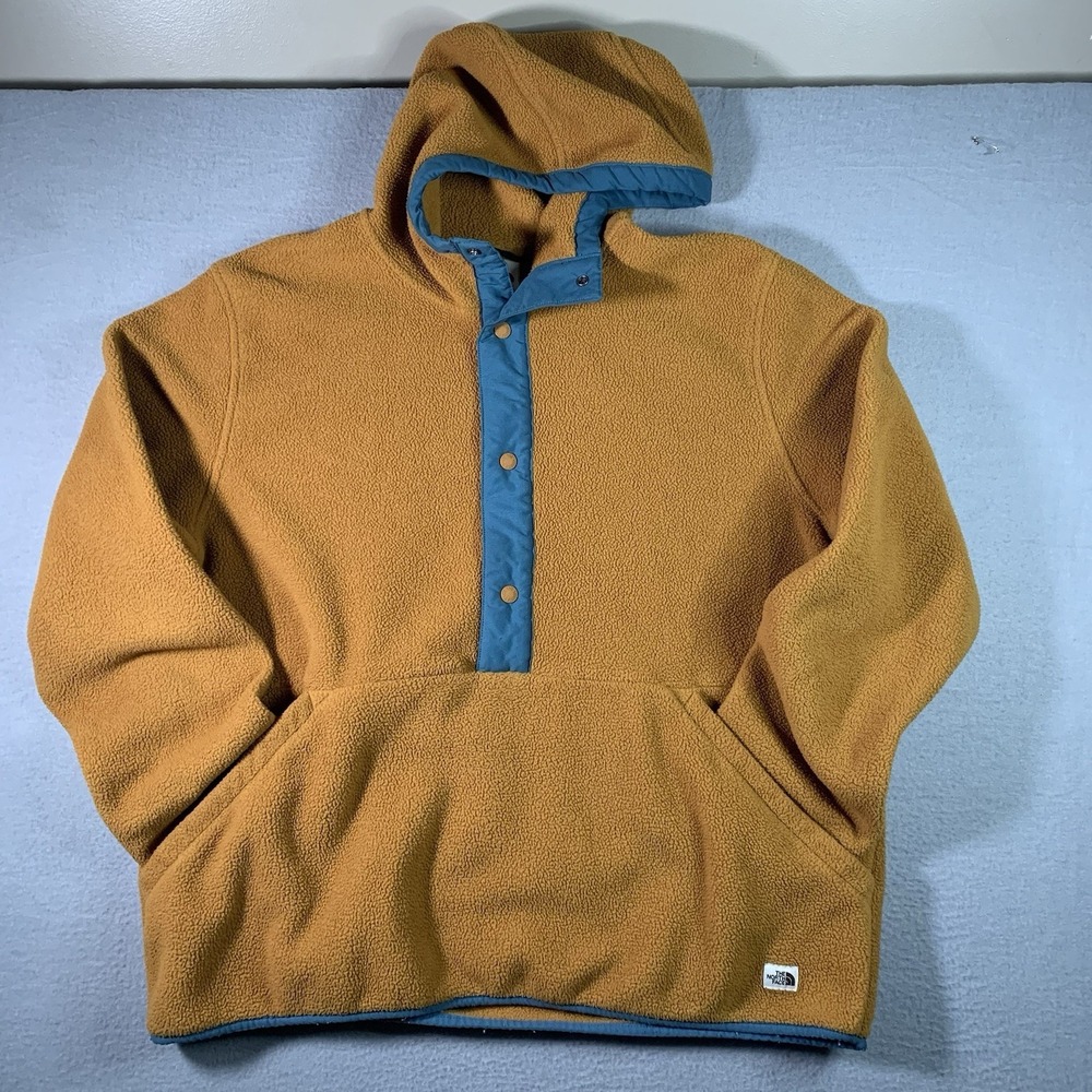 The North Face‎ Carbondale 1/4 Snap Hoodie Sweater Mens Size XL Brown Orange
